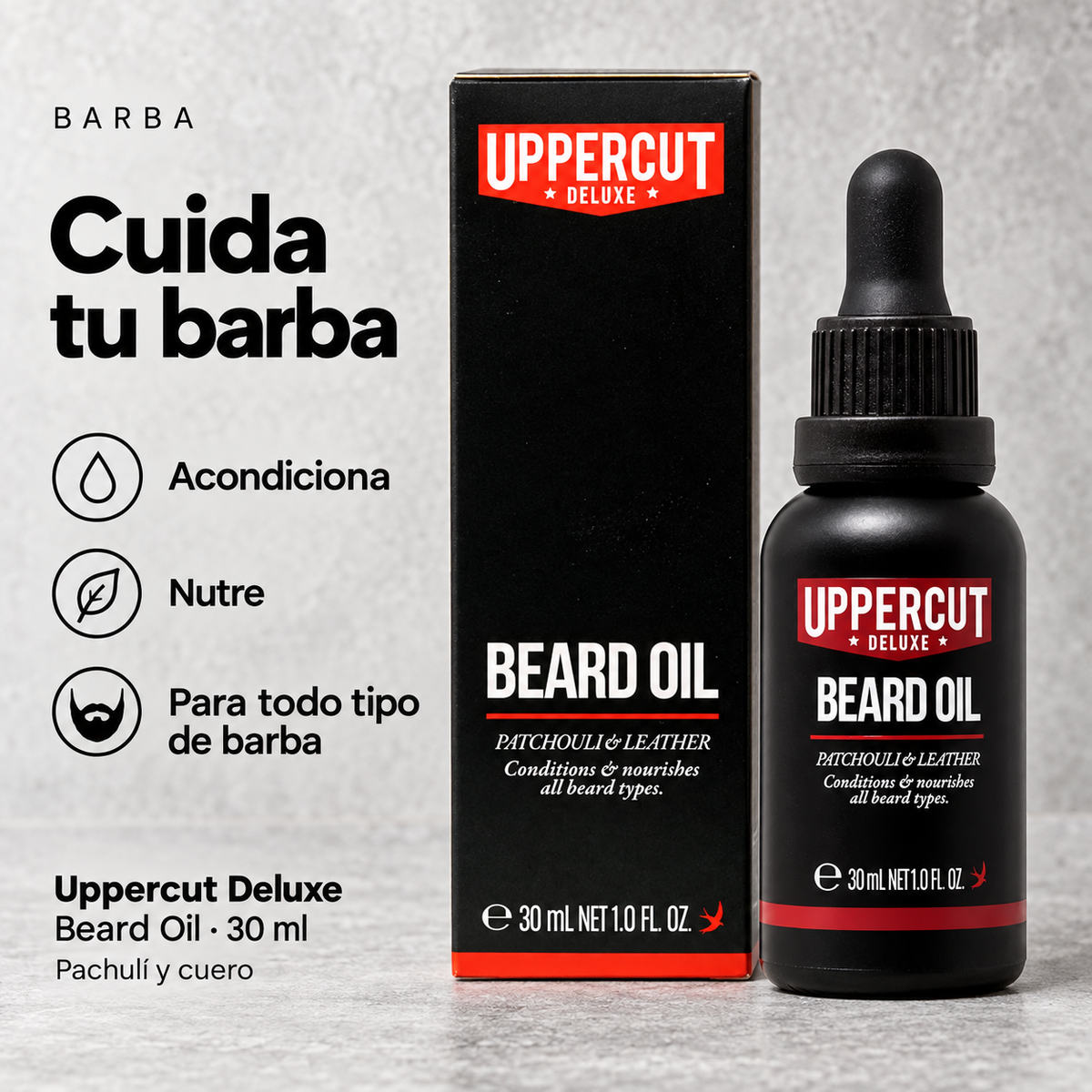 Uppercut Aceite para Barba - Pachuli y Cuero - 30 ml