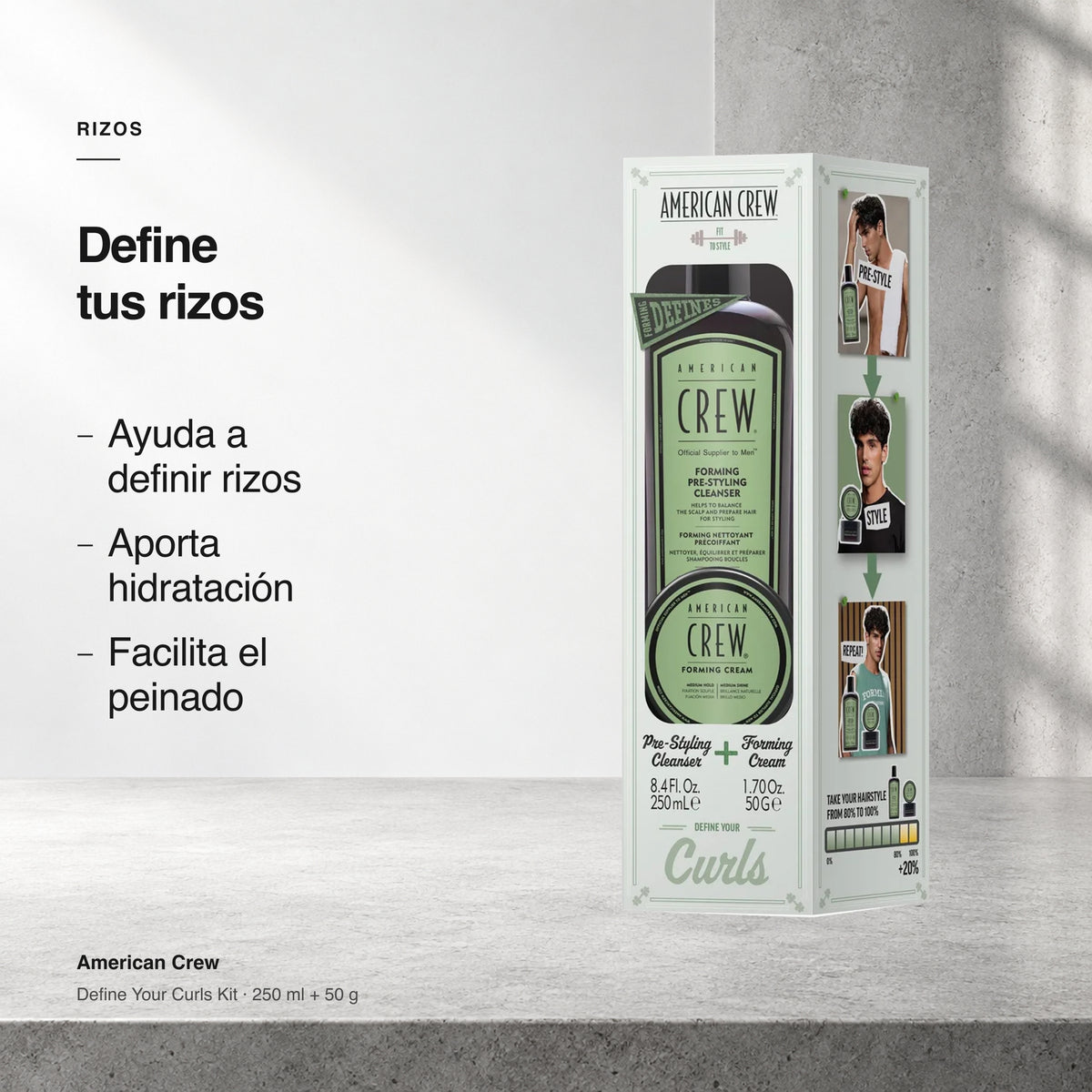 American Crew Define Your Curls Kit (Pre-Styling Cleanser + Forming Cream) - 250 ml + 50 gr