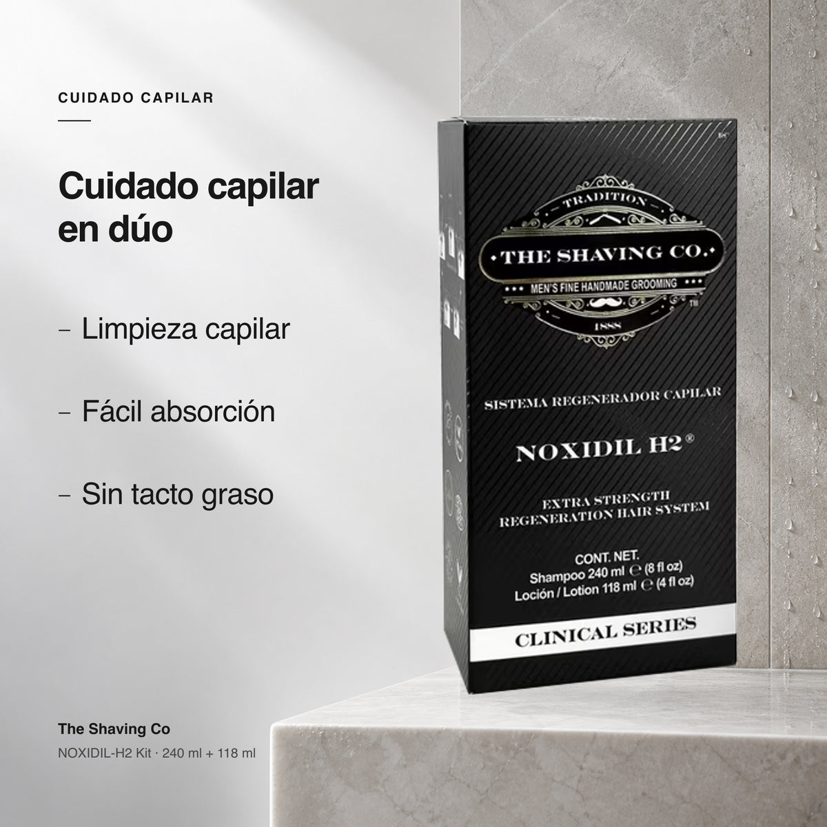 The Shaving Co NOXIDIL- H2 Sistema Regenerador Capilar - 240 ml