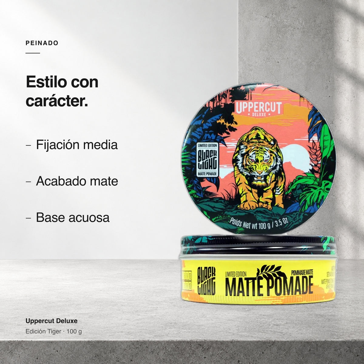 Uppercut Matte Pomade Edición Limitada Black Light (Tiger) - 100 gr